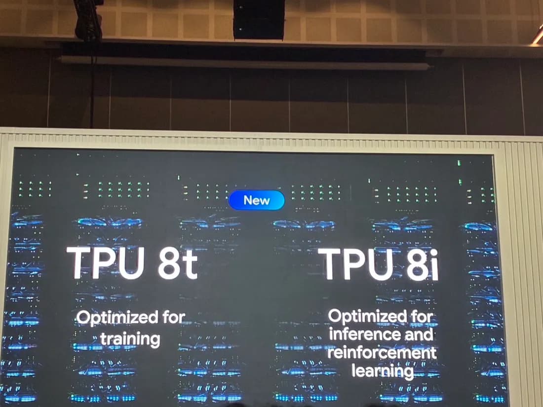 新一代 TPU 發表投影片：8t 針對訓練最佳化、8i 針對推論與強化學習最佳化