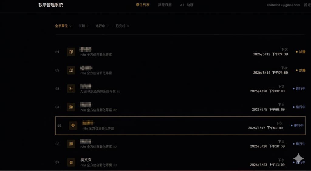 教師專案管理系統截圖
